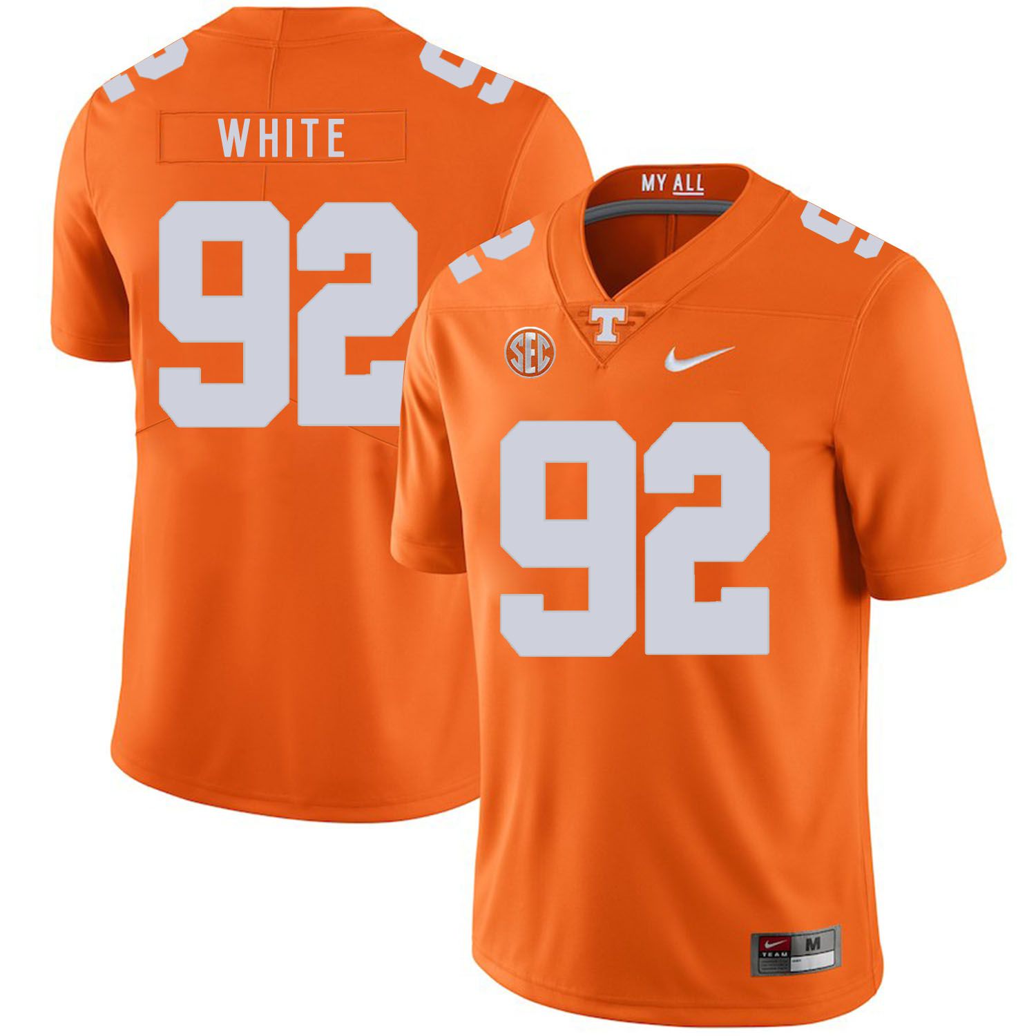 Men Tennessee Volunteers #92 White Orange Customized NCAA Jerseys->customized ncaa jersey->Custom Jersey